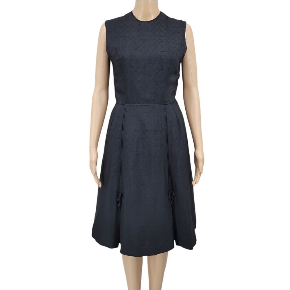 Gay Gibson Vintage 60s Black Dress A-Line Mod Style Inverted Pleated Skirt